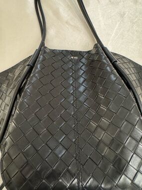 JW PEI Black Woven Shoulder Tote